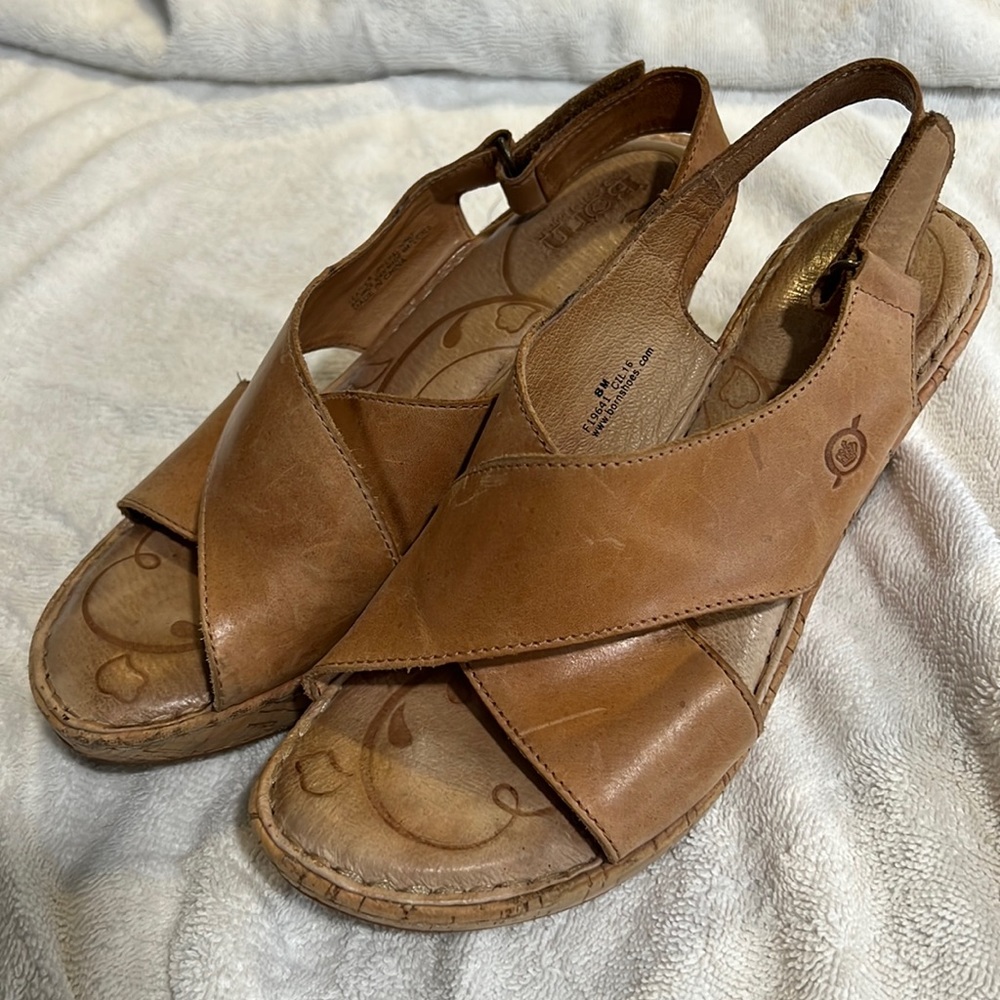 Born leather wedge sandals